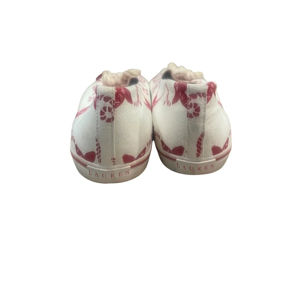 Lauren Ralph Lauren Emilia Ballet Flats Nautical‎ Rope Bow White Pink 8.5